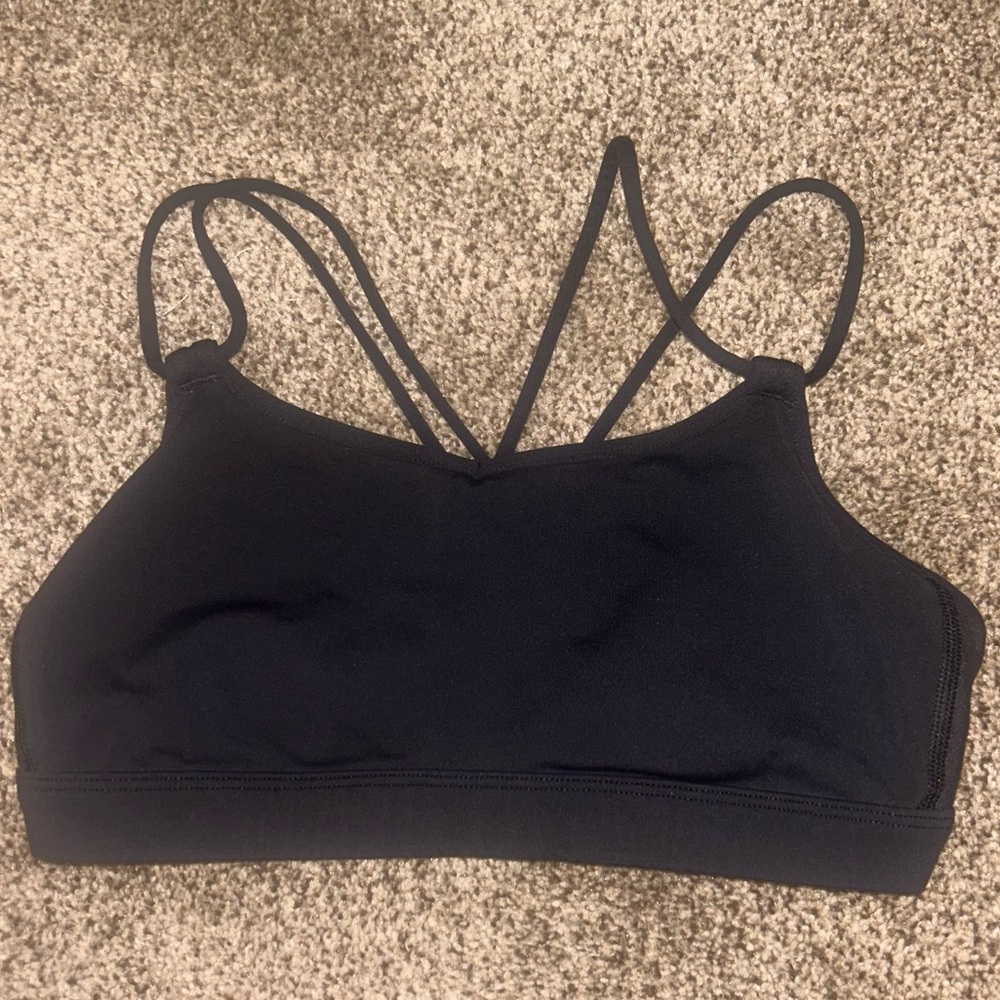 lululemon black sports bra size 4 with detailed back